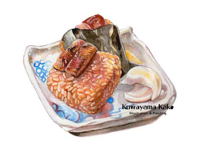 うなむすとうなぎのせいろ蒸し弁当のイラスト Kuwayamakako Illustration Painting